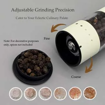 Small Electric Salt and Pepper Grinder Set, USB Rechargeable, Automatic Pepper Grinder Shakers Mill with Adjustable Coarseness, One Hand Operation for Kitchen Gadgets (2 Packs, Greige&Buttercream)