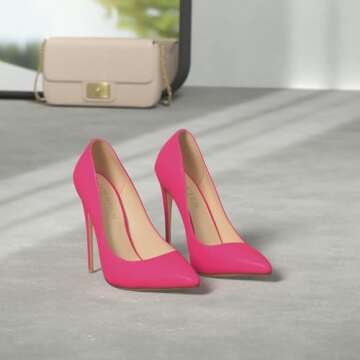 COLETER Women's Sexy Pointed Toe High Heels,4.72 inch/12cm Patent Leather Pumps,Wedding Dress Shoes,...