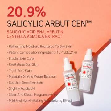 APLB Salicylic Acid BHA Arbutin Mist Essence | SALICYLIC ARBUT CEN™ 20.9% 3.55 FL.OZ/Korean Skincare, Replenishing Moisture, Revitalize for Gentle and Improve Skin Texture Through Salicyclic