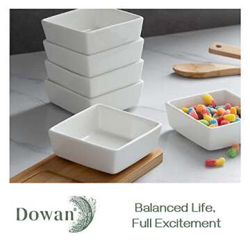 DOWAN Ramekins 6 oz Oven Safe, Square Ramekins for Baking & Desserts