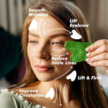 Ice Roller & Gua Sha Set, Skin Care for Face Wrinkles and Puffiness, Self Facial Massage Tools