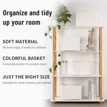 SIXDOVE 4 Pack Storage Baskets for Organizing Toys, Towels, and Clothes, Woven Basket for Shelves, Sturdy Nursery Cube Bins for Storage, 13''L x9''W x7.8''H, White