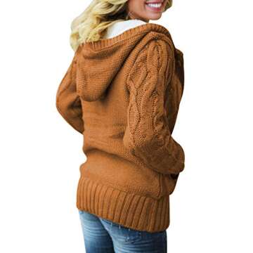 Sidefeel Women's Cardigan Sweaters Hooded Cardigans Fleece Lined Jackets Winter Sweater Coat