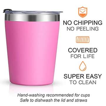 Sursip 2 Pack 8.5 OZ Kids & Toddler Cup -Stainless Steel Water Bottle Spill Proof Insulated Tumbler ...