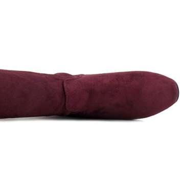 RF ROOM OF FASHION Cab-21 Women's Fitted Over The Knee Thigh High Chunky Heel Stretch Boots (Regular Calf) (BURGUNDY, Size 9)