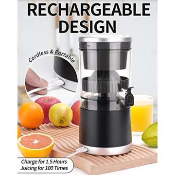 DUSENHO,Electric Juicer Rechargeable - Citrus Juicer Machines with USB and Cleaning Brush Portable J...