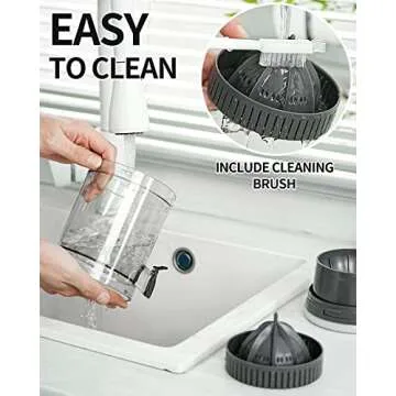 DUSENHO,Electric Juicer Rechargeable - Citrus Juicer Machines with USB and Cleaning Brush Portable Juicer for Orange, Lemon, Grapefruit