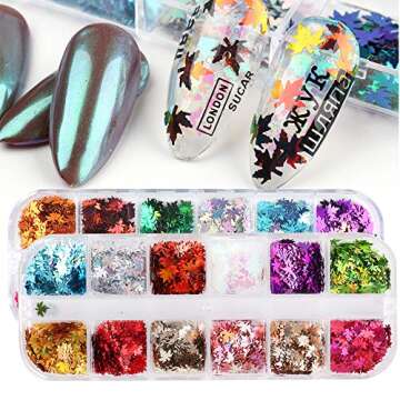 Maple Leaf Nail Sequins Glitter for Stunning Nail Art