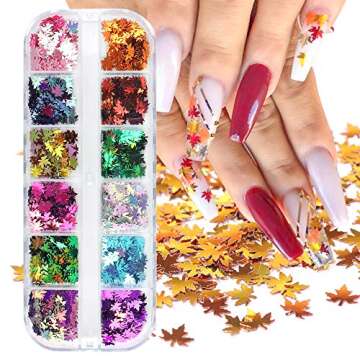Maple Leaf Nail Sequins Glitter for Stunning Nail Art