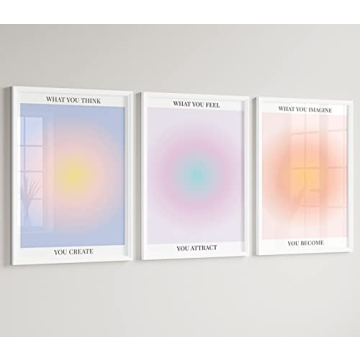 Colorful Abstract Aura Posters for Room Aesthetic 3 Piece Aura Gradient Spiritual Affirmation Canvas...