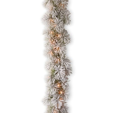 National Tree Company Pre-Lit 9ft Christmas Garland - Glittery Bristle Pine with Warm White Lights, ...