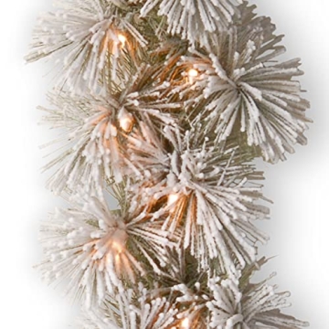 National Tree Pre-Lit Garland, 9ft Glittery Pine Design