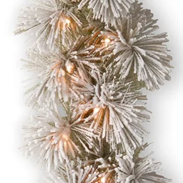 National Tree Pre-Lit Garland, 9ft Glittery Pine Design