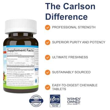 Carlson - Kid's Chewable Iron, 15 mg, Superior Absorption, Blood Health, Energy Production & Optimal...