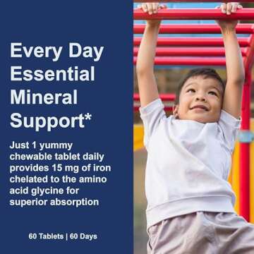 Carlson - Kid's Chewable Iron, 15 mg, Superior Absorption, Blood Health, Energy Production & Optimal Wellness, Natural Strawberry Flavor, 60 Tablets