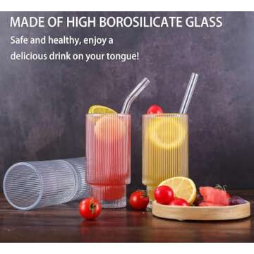 ASANMEYO Ribbed Glasses Set - Vintage Fluted Style