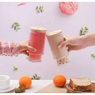 ASANMEYO Ribbed Glasses Set - Vintage Fluted Style