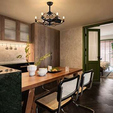 MOOONICHE 27'' Farmhouse Ceiling Fan with Light Remote Control, Vintage Cage Ceiling Fan with Lights, Rustic Chandelier Fan for Kitchen Dining Room Living Room