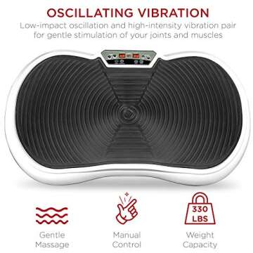 Best Choice Products Vibration Plate Exercise Machine Full Body Fitness Platform for Weight Loss & Toning w/Resistance Bands, 10 Preset Workouts, Remote Control - White