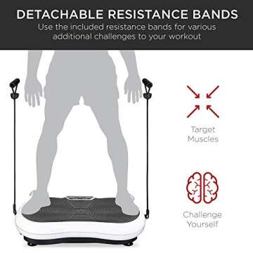 Best Choice Products Vibration Plate Exercise Machine Full Body Fitness Platform for Weight Loss & Toning w/Resistance Bands, 10 Preset Workouts, Remote Control - White