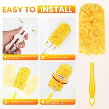 Duster Refills Compatible with Swiffer Dusters, Multi Surface 360 Heavy Duty Duster Refills & 1 Hand...