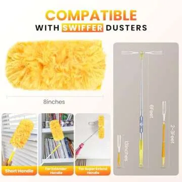Duster Refills Compatible with Swiffer Dusters, Multi Surface 360 Heavy Duty Duster Refills & 1 Handle, Disposable Dusters for Cleaning (32 Count+1 Handle)