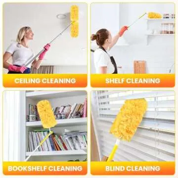 Duster Refills Compatible with Swiffer Dusters, Multi Surface 360 Heavy Duty Duster Refills & 1 Handle, Disposable Dusters for Cleaning (32 Count+1 Handle)