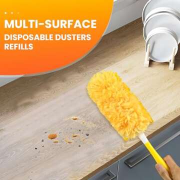 Duster Refills Compatible with Swiffer Dusters, Multi Surface 360 Heavy Duty Duster Refills & 1 Handle, Disposable Dusters for Cleaning (32 Count+1 Handle)