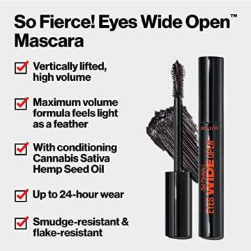 Revlon So Fierce Eyes Wide Open Mascara with Push-up Brush, For Volumizing & High Lifting Eyelashes,...