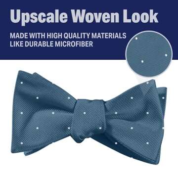 LUTHER PIKE SEATTLE Self Tie Woven Dots Bow Ties For Men Tuxedo Bowtie Light Navy Blue Bow Tie