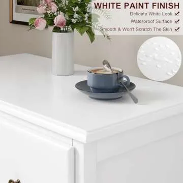 HOUSUIT White Dresser, 4 Drawer Dressers Chest of Drawers, Modern Tall Dresser, Wood Drawer Chest Storage Cabinet for Living Room, Hallway, Entryway, Home Office, Ivory White