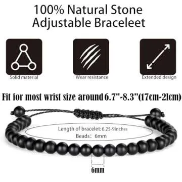 QOGIR Handmade Healing Black Onyx Bracelets for Everyone