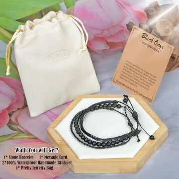 QOGIR Handmade Healing Black Onyx Bracelets for Everyone