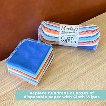Marley's Monsters Reusable Cloth Wipes - 24 Count Pack - Washable, Cotton, Paperless Wipes (Surprise Prints)