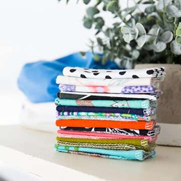 Marley's Monsters Reusable Cloth Wipes - 24 Count Pack - Washable, Cotton, Paperless Wipes (Surprise Prints)