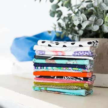 Marley's Monsters Reusable Cloth Wipes - 24 Count Pack - Washable, Cotton, Paperless Wipes (Surprise Prints)