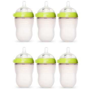 Comotomo Natural Feel Baby Bottles 8oz - 6 Pack in Green for Natural Feeding Experience