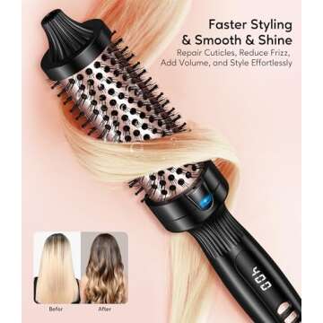 Terviiix 1.5" Heated Curling Brush for Voluminous Curls & Waves