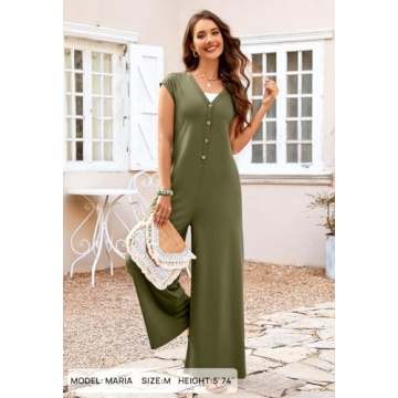 Stylish MEROKEETY Women's Short Sleeve Jumpsuit - Olive