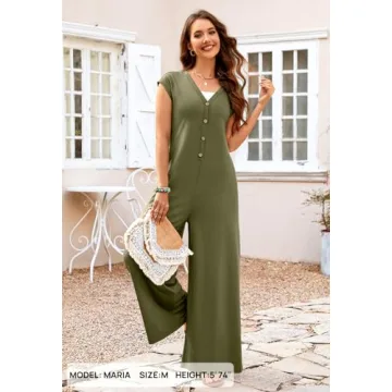 Stylish MEROKEETY Women's Short Sleeve Jumpsuit - Olive