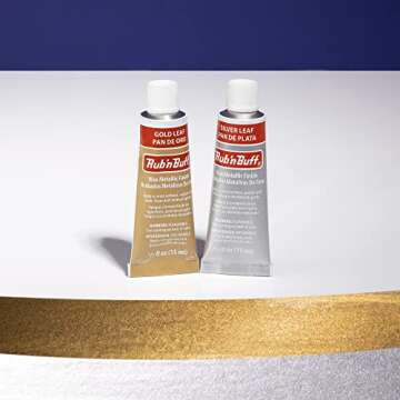 AMACO Rub n Buff Wax Metallic Finish 2 Color Kit - Gold Leaf and Silver Leaf Rub n Buff 15ml Tubes -...