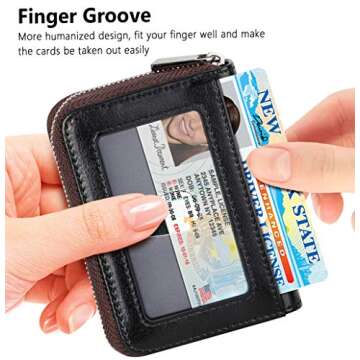 FurArt Credit Card Wallet, Zipper Card Cases Holder for Men Women, RFID Blocking, KeyChain Wallet, C...