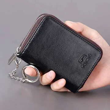 FurArt Credit Card Wallet, Zipper Card Cases Holder for Men Women, RFID Blocking, KeyChain Wallet, Compact Size