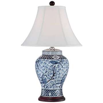 Barnes and Ivy Shonna Asian Ginger Jar Table Lamp 27" Blue White Decor