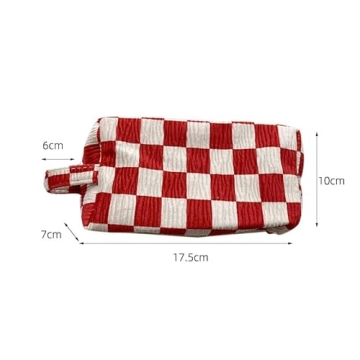 XPONNI Small Cosmetic Bag Cute Makeup Bag Y2k Accessories Aesthetic Make Up Bag Y2k Purse Cosmetic Bag for Purse (Red02)