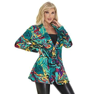 Tailored Multicolor Graphic Blazer Jacket for Women