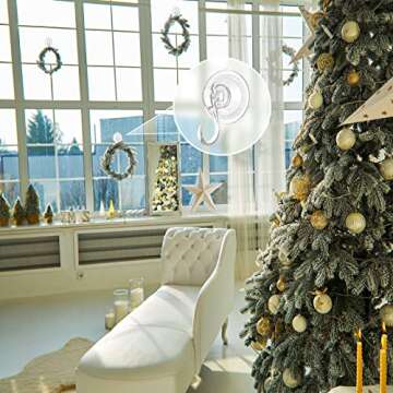 VIS'V Wreath Hanger, Large Clear Heavy Duty Suction Cup Wreath Hooks with Wipes 22 LB Removable Strong Window Glass Door Suction Cup Wreath Holder for Halloween Christmas Wreath Decor 8 Pcs