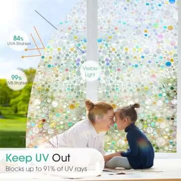 ColorfulHall Rainbow Window Privacy Film 91% UV Protection
