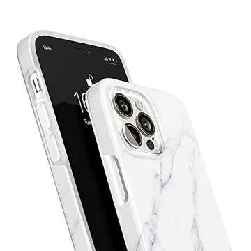 uCOLOR Case Compatible with 13 Pro Max 6.7" 2021 Marble Pattern Stylish Matt Hybrid Ultra Slim Soft TPU Protective Case (White Marble)