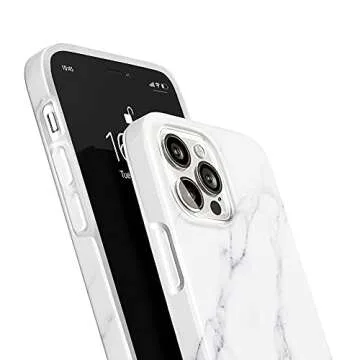 uCOLOR Case Compatible with 13 Pro Max 6.7" 2021 Marble Pattern Stylish Matt Hybrid Ultra Slim Soft TPU Protective Case (White Marble)